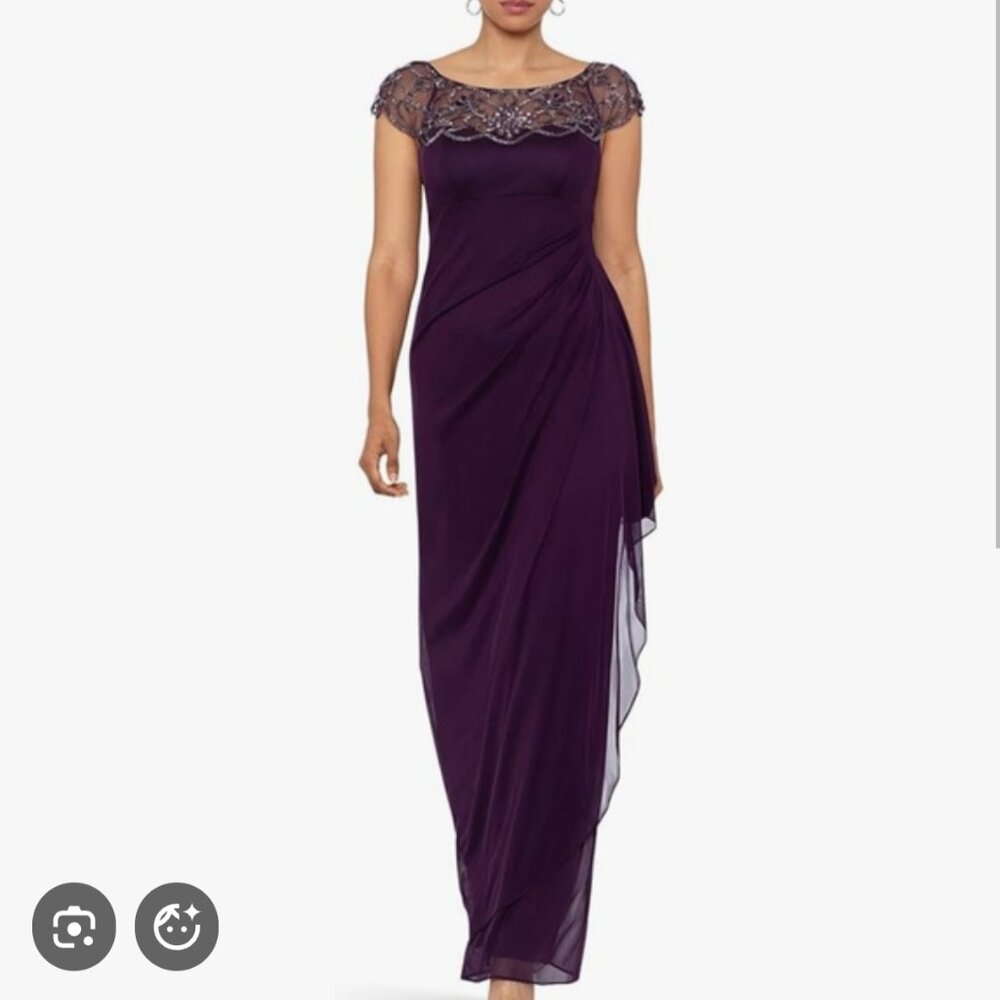 Xscape matte jersey plum formal dress 6P